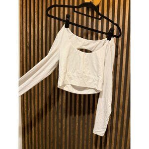 Aerie Offline Cutout Back Long Sleeve Crop Top Athletic White Size 6/8